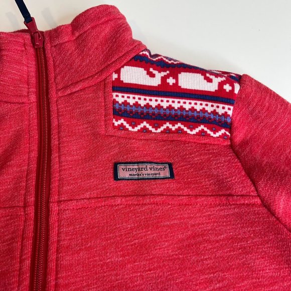 Vineyard Vines 1/4 zip Pullover Sweatshirt with Fair Isle Whale Trim/Accents - S - Picture 4 of 11